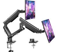 ELIVED Dual Monitor Arm Desk Mount for 13-32 inch Screen, Height Adjustable Double Gas Spring Arm, Gaming Monitor Arm Holds 2-9kg, VESA 75x75 100x100 with C-clamp& Grommet, Freelift Pro Black EV6012B