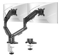 ELIVED Dual Monitor Gas Spring Arm for 13-34 inch Screens, up to 12kg | Tilt Swivel Rotate, Height Adjustable, Double Gaming Monitor Desk Mount, VESA 75&100mm, C-clamp & Grommet Base