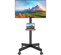 ELIVED Mobile TV Stand on Wheels, for 26-65 Inch TVs, Height Adjustable & Tilt Rolling TV Cart Trolley, with Laptop Shelf, Max VESA 400x400mm, Holds up to 35kg, EV1117