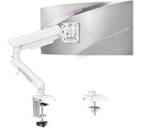 ELIVED Single Arm Monitor Desk Mount for 13-32 inch Screen, Tool Free Height Adjustable Gas Spring Arm, Gaming Monitor Arm Holds 2-9kg, VESA 75 & 100mm, C-clamp & Grommet Options, Freelift Pro White