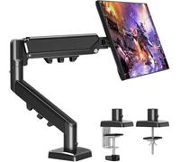 ELIVED Single Monitor Arm - Adjustable Gas Spring Monitor Stand for 13-32 Inch Screens up to 9KG, Ergonomic Desk Mount with Tilt, Swivel & Rotate, VESA 75/100mm, 2 Mounting Clamp, Black, EV6013B