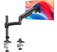 ELIVED Single Monitor Arm for 13-32 inch Screen, Monitors Arm Desk Mount with Tilt Swivel Rotation, Height Adjustable Up to 600mm, VESA 75&100mm, Up to 10KG, C-Clamp＆Grommet Base, Black, EV6033B
