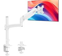 ELIVED Single Monitor Arm for 13-32 inch Screen, Monitors Arm Desk Mount with Tilt Swivel Rotation, Height Adjustable Up to 600mm, VESA 75&100mm, Up to 10KG, C-Clamp＆Grommet Base, White, EV6033W