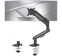 ELIVED Single Monitor Gas Spring Arm for 13-34 inch Screens, up to 12kg | Tilt Swivel Rotate, Height Adjustable Monitor Desk Mount, VESA 75&100mm, C-clamp & Grommet Base, Silver Gray