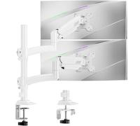 ELIVED Taller Dual Monitor Stand Long Arms for 13-32 inch Screens, Height Adjustable, VESA 75/100mm, Monitor Arm Desk Mount with Tilt Swivel Rotation, Up to 10KG, White, EV6034W