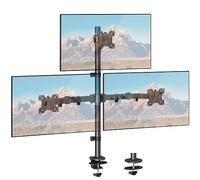 ELIVED Triple Monitor Arm, 806mm Tall Pole, 3-Monitor Desk Mount for 17-32 Inch Monitors, VESA 75/100mm, Up to 8KG, C-Clamp & Grommet Base