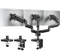 ELIVED Triple Monitor Arms - Adjustable Gas Powered Desk Mount for 3 Monitors - 13-27 Inch, VESA 75x75/100x100, C-Clamp and Grommet Base