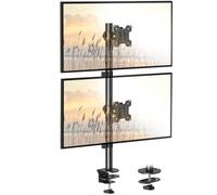 ELIVED Vertical Stack Dual Monitor Arm, 80cm Tall Pole for Most 13-32 Inch Screens,Height Adjustable, Rotation 360°& Tilt, VESA 75/100mm up to 8KG, C-Clamp and Grommet Base, EV4012