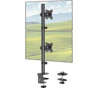 ELIVED Vertical Stack Dual Monitor Arm for Most 13-32 Inch Screens | Height Adjustable with 80cm Tall Pole, Rotation 360°& Tilt & Swivel, VESA 75/100mm up to 8KG, 2 Installation Options