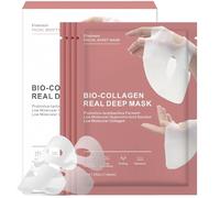 Elixbloom Bio-Collagen Face Mask, Real Deep Hydrating Collagen Overnight Mask, Face Masks Skincare, Facial Sheet Masks for Skin care, Pore Minimizing, Firming, and Moisturizing. (4 Count (Pack of 1))
