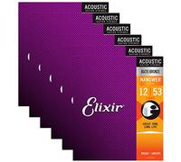 Elixir 11052 Acoustic 80/20 Nano Light 12-53 (6 Pack Bundle)