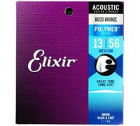 Elixir 11100 Polyweb Coated 80/20 Bronze Acoustic Guitar Strings 13-56