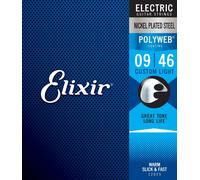 Elixir 12025 Strings Electric Guitar Strings w POLYWEB Coating, Custom Light (.009-.046)