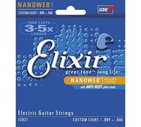 Elixir 12027 Strings Electric Guitar Strings w NANOWEB Coating, Custom Light (.009-.046)
