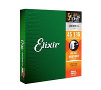 Elixir 14782 Strings Stainless Steel 5-String Bass Strings w NANOWEB Coating, Long Scale, Light/Medium (.045-.135)