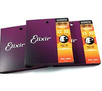 Elixir 16027 3 Sets Nanoweb Custom Light Phosphor Bronze Acoustic Strings