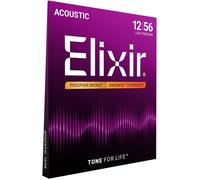Elixir 16077 Strings Phosphor Bronze Acoustic Guitar Strings w NANOWEB Coating, Light/Medium (.012-.056)