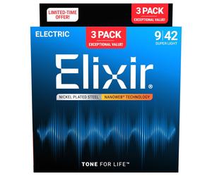 Elixir 16566 Nanoweb 9-42 3 Pack