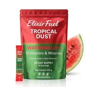 Elixir Fuel® Tropical Dust™ Watermelon Electrolyte Powder | 15 Vitamins & Minerals | Full B-Complex | Magnesium Glycinate | 30 Sachets | 8g | Zero Sugar | Vegan | Daily Supplement