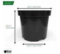 Elixir Garden Supplies Elixir Gardens 1.5L Black Recycled Plastic Plant Pot X300