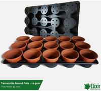 Elixir Garden Supplies Elixir Gardens 10.5 Cm Terracotta Round Pots X 270 + Carry Tray X 18