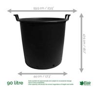 Elixir Garden Supplies Elixir Gardens Heavy Duty 90 Litre Tree & Shrub Patio Recycled Plastic Container Pots/tubs With Handles X9