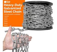 Elixir Garden Supplies Strong Heavy Duty Galvanised Steel Chain 2-8mm Zinc Plated Welded Links. 4mm X 15M