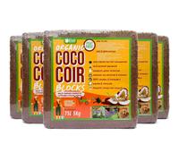 Elixir Gardens 5 x 75 Litre Organic Coco Coir Compost Block/Brick Pre-Washed Low EC | 100% Natural Peat-Free Growing Medium/Potting Soil & Reptile