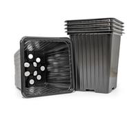 Elixir Gardens 500 x 0.75 Litre Square Plant Pots | Black Recycled Plastic Pots for Seedlings (9cm Width x 10cm Height)