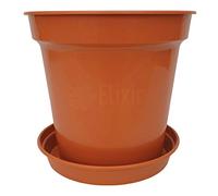 Elixir Gardens Glossy Recycled Plastic Terracotta Plant Pot with Saucer Various Sizes 3,4,5,6,7,8,10,12.5,15" Various Quantities 1-50 | 10" x 2