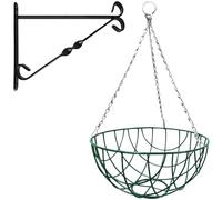 Elixir Gardens Green Hanging Basket Various Widths 12-18" Optional Liners and Brackets | 12" with Bracket x2