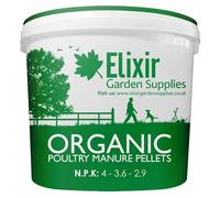Elixir Gardens Organic Chicken/Poultry Manure Pellets | 5kg Supplied in Re-Sealable Tub | Treats up to 125sqm