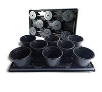 Elixir Gardens Plastic Plant Pot + Carry Trays | Round Pots 13cm Diameter x 12cm | Various Quantities To Choose From | 24 Pots + 3 Carry Trays