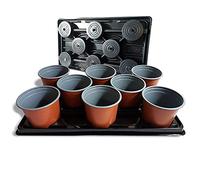 Elixir Gardens Plastic Plant Pot + Carry Trays | Round Pots 13cm Diameter x 12cm | Various Quantities To Choose From | 80 Pots + 10 Carry Trays