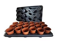 Elixir Gardens Plastic Plant Pot + Carry Trays | Round Pots 9cm Diameter x 9cm | Various Quantities To Choose From | 18 Pots + 1 Carry Tray