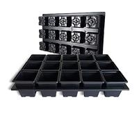 Elixir Gardens Plastic Plant Pot + Carry Trays | Square Pots 7cm x 7cm x 7cm | Various Quantities To Choose From | 60 Pots + 4 Carry Trays