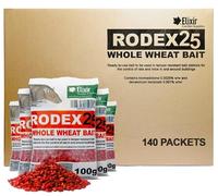 Elixir Gardens Rodex 25 Whole Wheat Bait, Professional Rat and Mouse Control, 140 Packets x 100g, Ready-to-Use