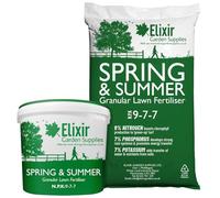 Elixir Gardens Spring & Summer 9-7-7 | Treats 28 sq.m | Granular Lawn Fertiliser/Turf & Grass Feed/Food | 1kg Tub