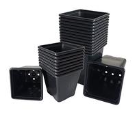 Elixir Gardens Square Black Lightweight, Reusable, Recycled Plastic Seed Starting Pots, Seedling Pots, Nursery pots, Herb pots | 7cm x10