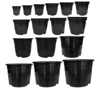 Elixir Gardens Strong Round Plastic Black Flower Pots with Reinforced Rim | 12 for the price of 10 | 4L x 12