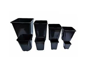 Elixir Gardens | Strong Square Black Recycled Plastic Hydroponic Pots | .25L / .75L / 1L / 2L / 3L / 4.5L / 5.5L / 11L Quantities 1-1000 | 1 Litre x 30