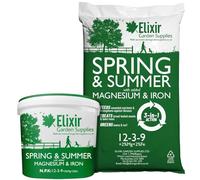 Elixir Gardens UK Spring & Summer Lawn Food/Feed & Granular Compound Turf Fertiliser with added Iron + Magnesium | 1kg-25kg Weights | NPK:12-3-9 + 2% Fe & 2% MgO | 2.5kg Tub Treats 100m²
