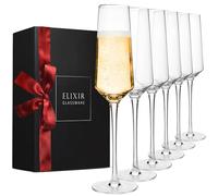 ELIXIR GLASSWARE Champagne Flutes - 6 oz - Set of 6 Classic Champagne Glasses - Elegant Crystal Wine Glasses Drinking Set - Wedding Champagne Flute Glasses - Prosecco Wine Flute, Cocktail Glasses