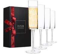 ELIXIR GLASSWARE Champagne Flutes, Edge Champagne Glass Set of 4 - Modern & Elegant for Women, Men, Wedding, Anniversary, Christmas, Birthday - 6oz, Premium Crystal