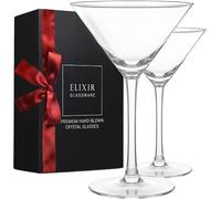 ELIXIR GLASSWARE Martini Glasses Set of 2-9 oz - Hand Blown Crystal Martini Glasses with Stem - Elegant Cocktail Glasses for Bar, Martini, Cosmopolitan, Manhattan Cocktail Glass Set