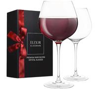 ELIXIR GLASSWARE Red Wine Glasses - Large Wine Glasses, Hand Blown - Set of 2 Long Stem Wine Glasses, Premium Crystal - Gift for Wine Tasting, Wedding, Anniversary, Christmas - 22 oz, Clear