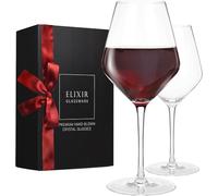 ELIXIR Glassware Set of 2 - 22 oz Red Wine Glasses; Hand Blown, Long Stem - Premium Crystal Housewarming & Women's Wine Gifts