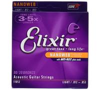 Elixir Light Nanoweb Acoustic Guitar Strings 2-Pack