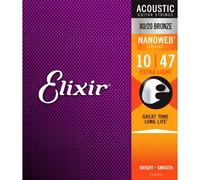 Elixir Strings 80/20 Bronze Acoustic Guitar Strings w NANOWEB Coating, Extra Light (.010-.047)