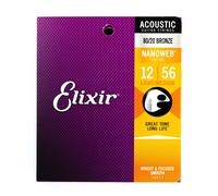 Elixir Nanoweb 80/20 Bronze 12-56 Acoustic Guitar Strings [11077]